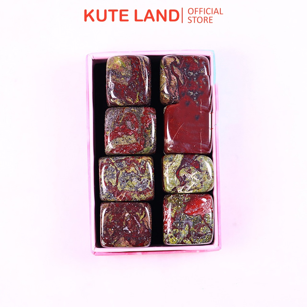 Hộp 8 Viên Đá Thanh Tẩy Dragon Blood Stone Loại To 2 Cm Năng Lượng Tích Cực DA25-10