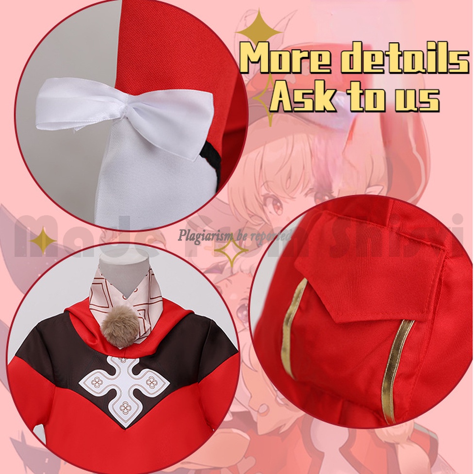 Hàng Có Sẵn Genshin Impact Klee Tóc Giả Kèm Mũ Trùm Đầu Cosplay Loli Dễ Thương