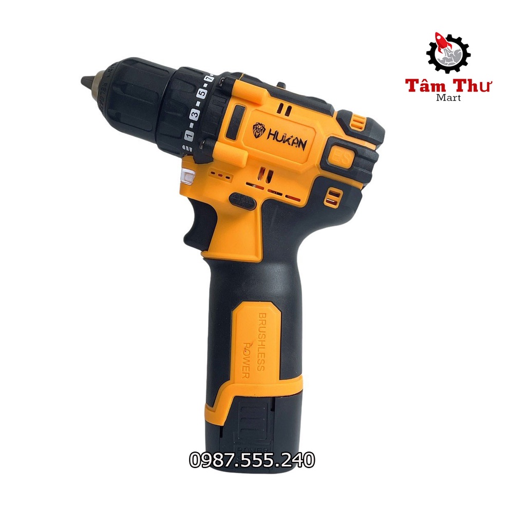 Máy Khoan Pin 18V Hukan KHÔNG CHỔI THAN Tặng Kèm 23 Chi Tiết