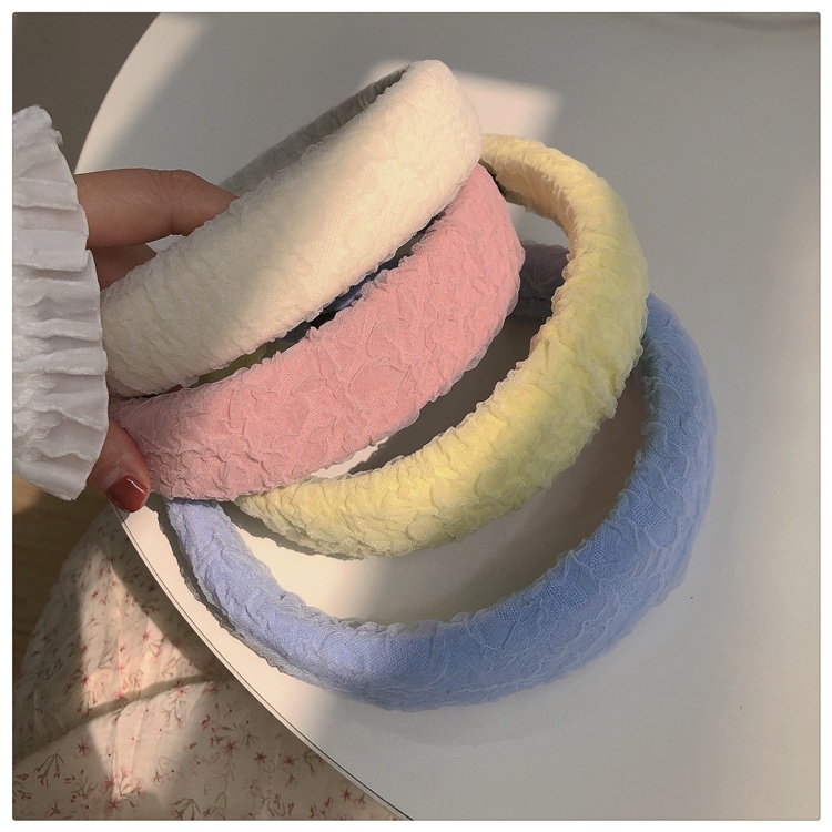 Băng Đô Cài Tóc Phối Ren Màu Sắc Ngọt Ngào Phong Cách Hàn Quốc Thời Trang Cho Nữ