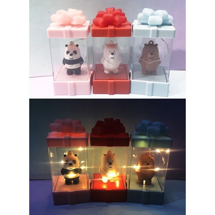 đèn ngủ hộp quà ba anh em gấu DHQ14 dễ thương  bare bears cute hoạt hình