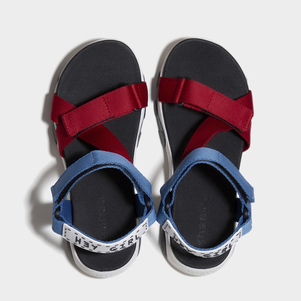 Giày sandal nữ SHONDO GIRLY Đế trắng quai đỏ phối xanh đi học, đi chơi [HÀNG CHÍNH HÃNG]