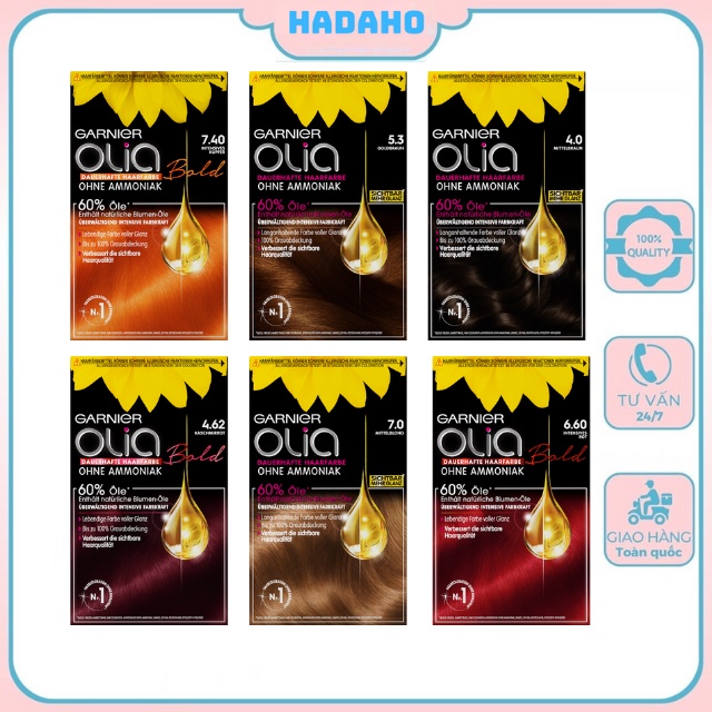 Thuốc nhuộm tóc Garnier Olia bền màu vĩnh cửu, chăm sóc và phục hồi tóc hư tổn - Đức