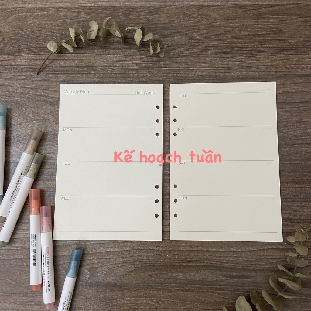 Giấy Refill A5/A6/B5/A4 Ruột Sổ Còng Sổ Planner Bullet journal 45 tờ