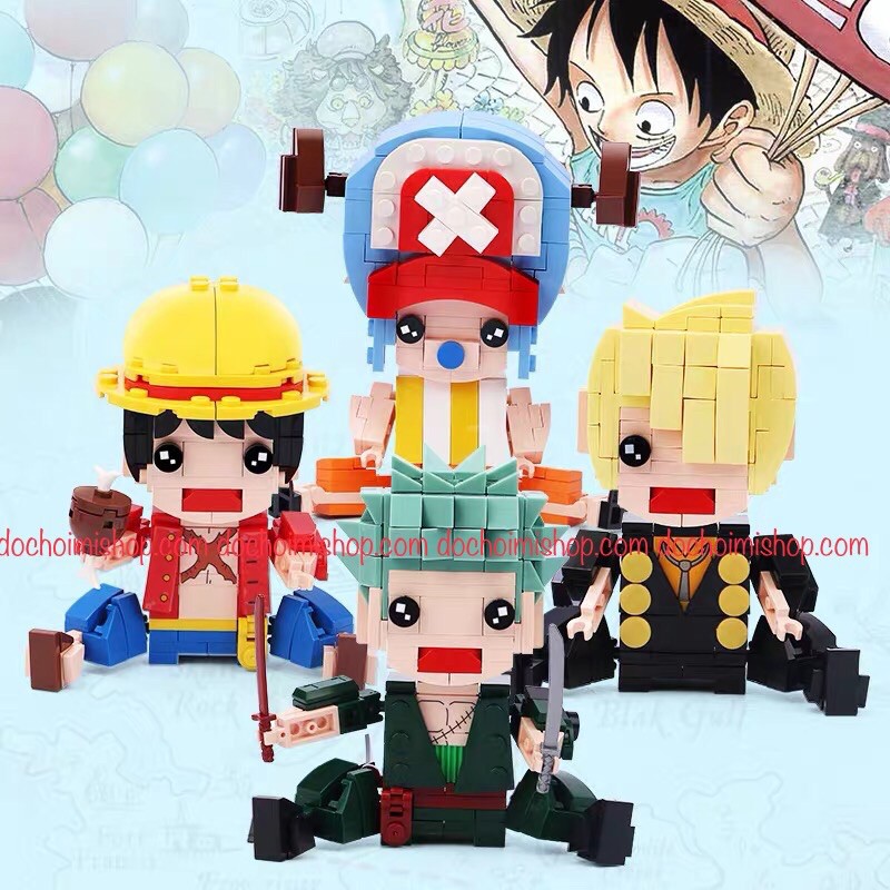 ✨ Lắp Ráp SX9007 Brickheadz 4 Mẫu One Piece ✨ Luffy Zoro