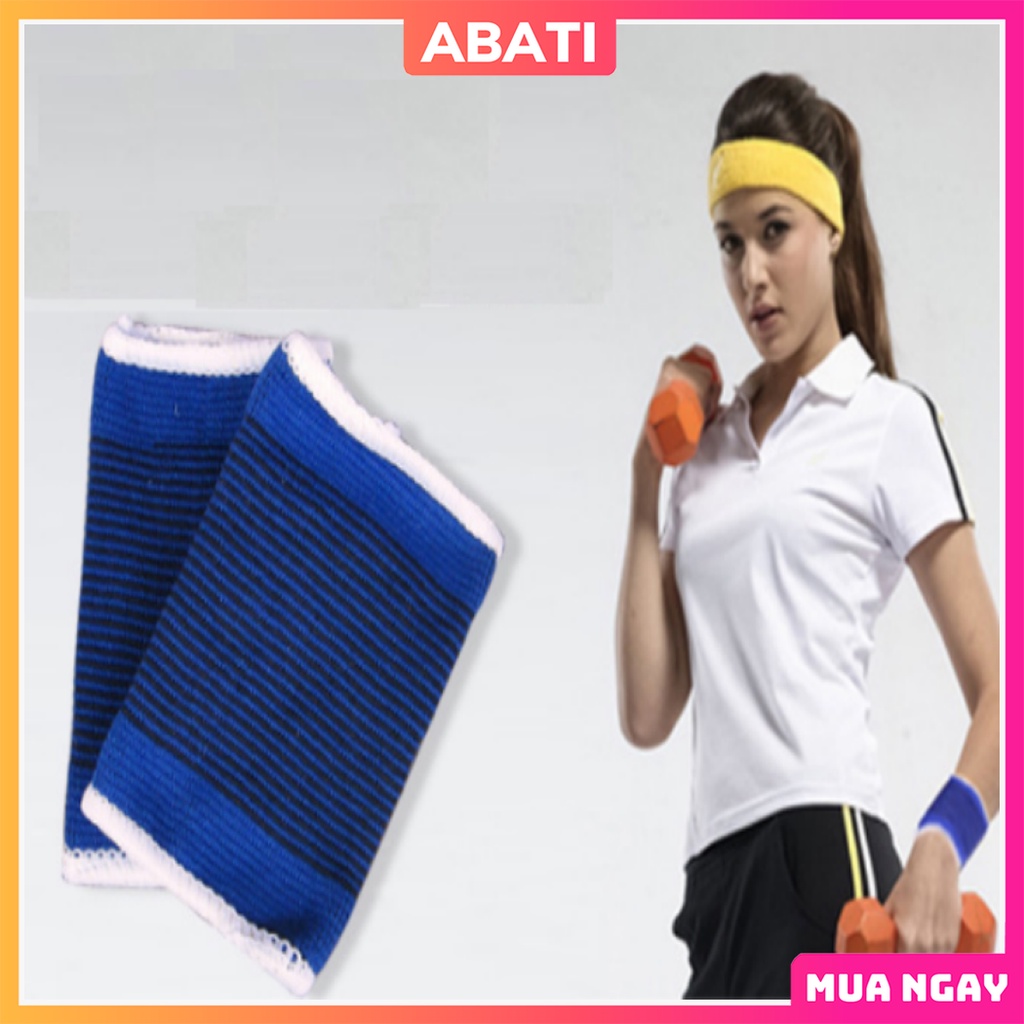 Bộ 2 băng quấn bảo vệ cổ tay tập gym chơi thể thao cầu lông tenis thấm hút mồ hôi cao cấp ABATI