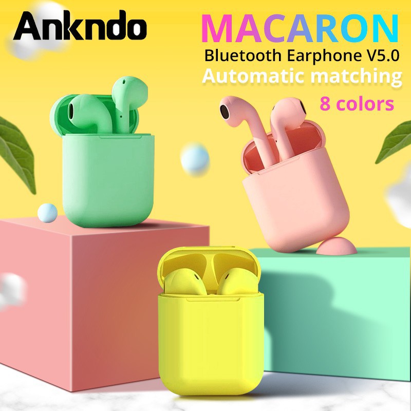 Tai Nghe Ankndo Inpods 12 Tws Bluetooth Không Dây Màu Macaron Kèm Phụ Kiện