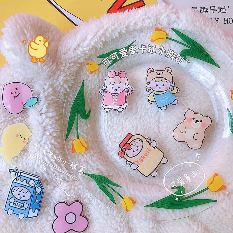 Combo 100 pin cài balo cài áo siêu dễ thương