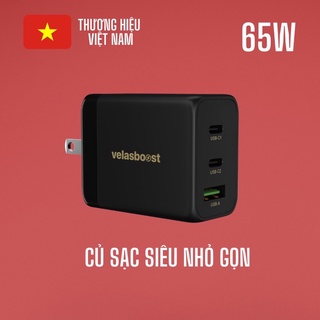 Củ sạc 65w 3 cổng Velasboost, công nghệ GaN siêu nhỏ