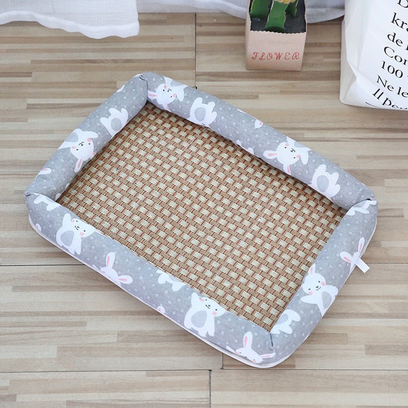 Đệm chiếu mùa hè cho thú cưng viền may màu sắc dễ thương, chiếu hè chó mèo