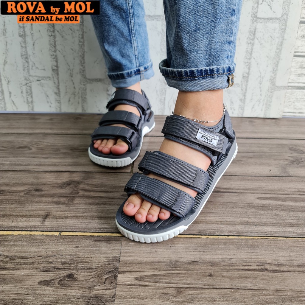 Giày sandal couple nam nữ 3 quai ngang hiệu Rova RV183G