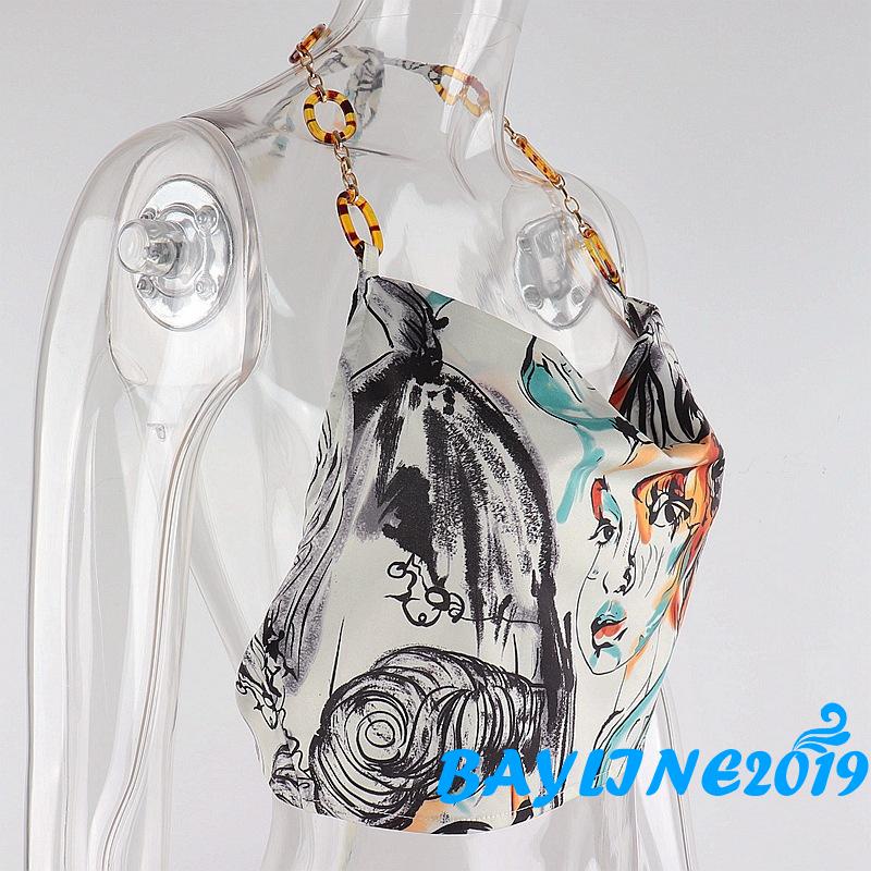 Áo Hai Dây Hở Lưng In Họa Tiết Chân Dung Quyến Rũ Dành Cho Nữ