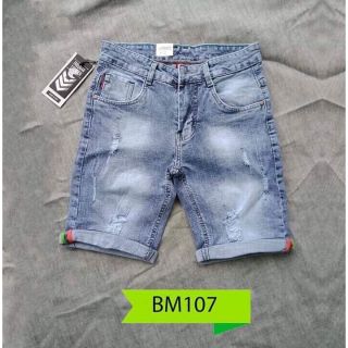 Quần short jean nam ngắn rách bụi vải mềm co giãn 107