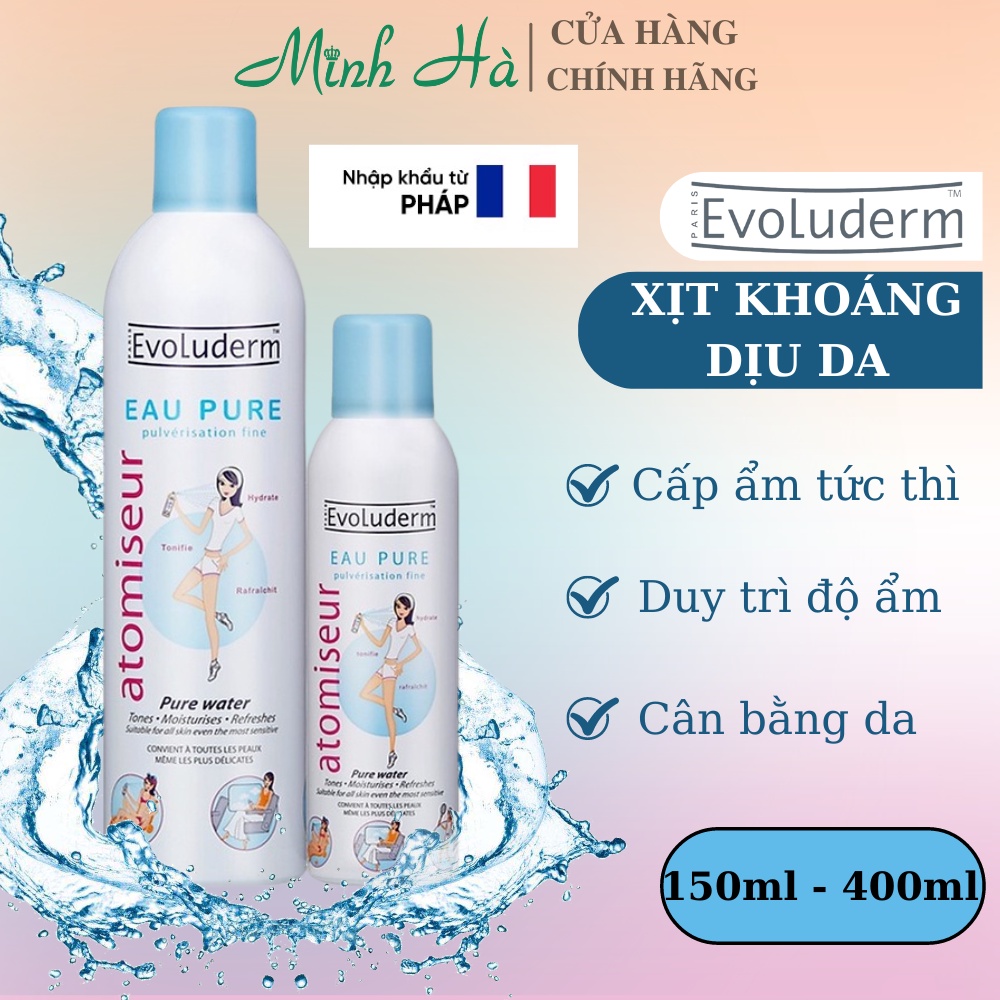 Xịt Khoáng Evoluderm Eau Pure 400ml nhập khẩu từ Pháp