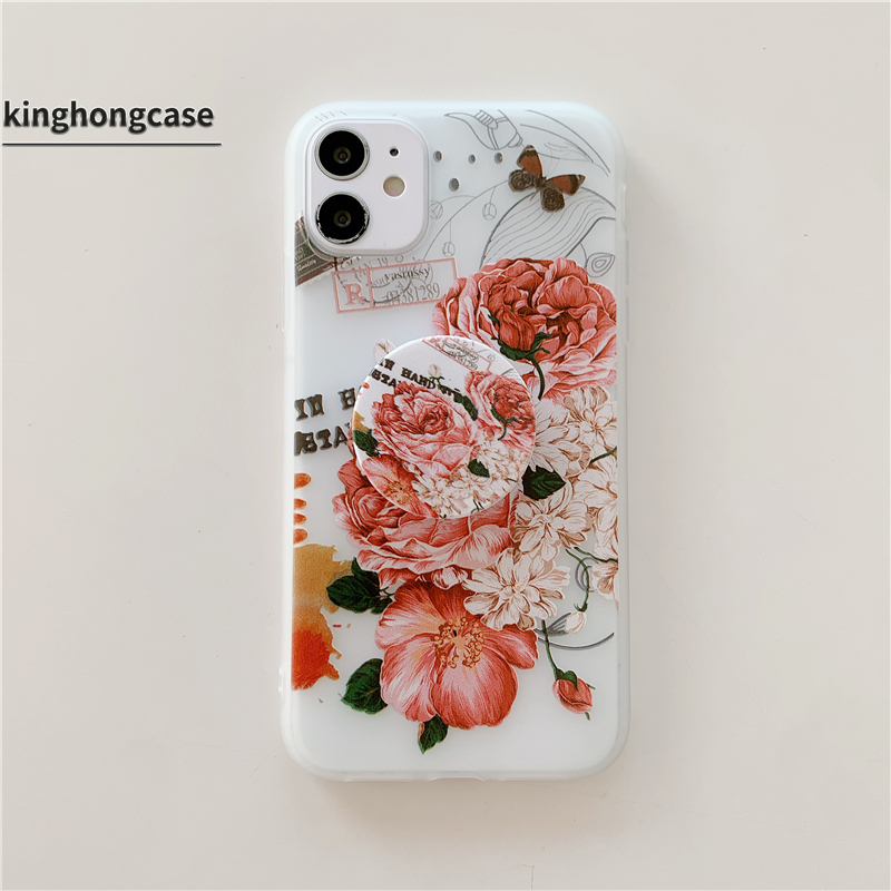 Case HP OPPO Reno 4 Reno 3 A3S A9 2020 A5S A5 2020 A12 A31 A53 2020 A12E A92 A52 Reno 2f A91 F5 Youth F7 F9 PRO A7 A1K A72 A32 5i 7i 5 5S 6i C3 C15 C12 C11 C17 Red Green Peony Flower Soft Case Cover