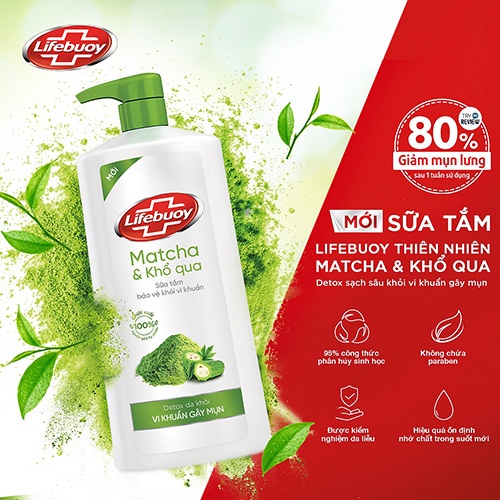 Sữa tắm detox diệt khuẩn Lifebuoy Matcha khổ qua 800g