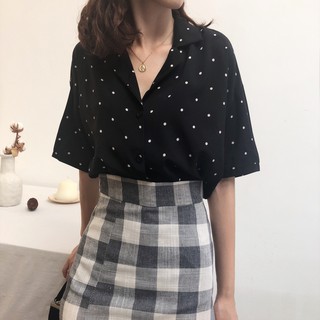 ÁO SƠ MI CỔ VEST CHẤM BI