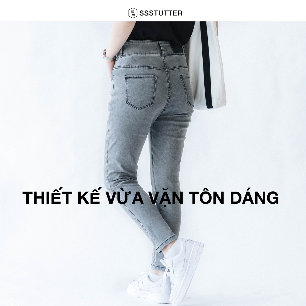 Quần jeans nữ SSSTUTTER cạp cao ống ôm High Waist Jeans