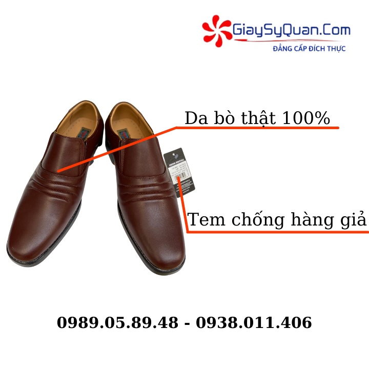 Giày tây lười nam da bò - Giày da nam công sở đế Pu chống mài mòn tốt màu nâu kiểu dáng ôm chân chuẩn mũi tròn Mã 714A