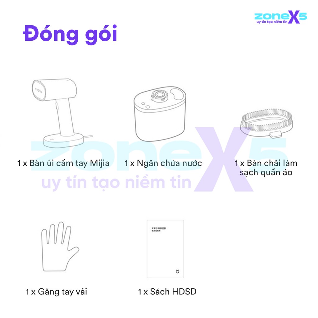 Bàn ủi hơi nước Xiaomi Mijia - Công suất 1200W, làm nóng 30s, ngăn chứa nước lớn, thiết kế đứng