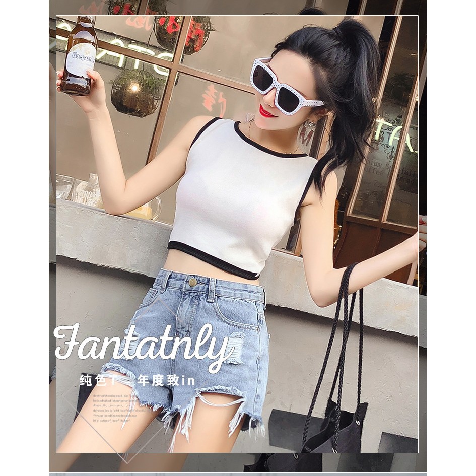 SUMMER WOMEN SLEEVELESS CROP TOPS TANK TOP BACK CROSS BELT SEXY TOP VEST | BigBuy360 - bigbuy360.vn