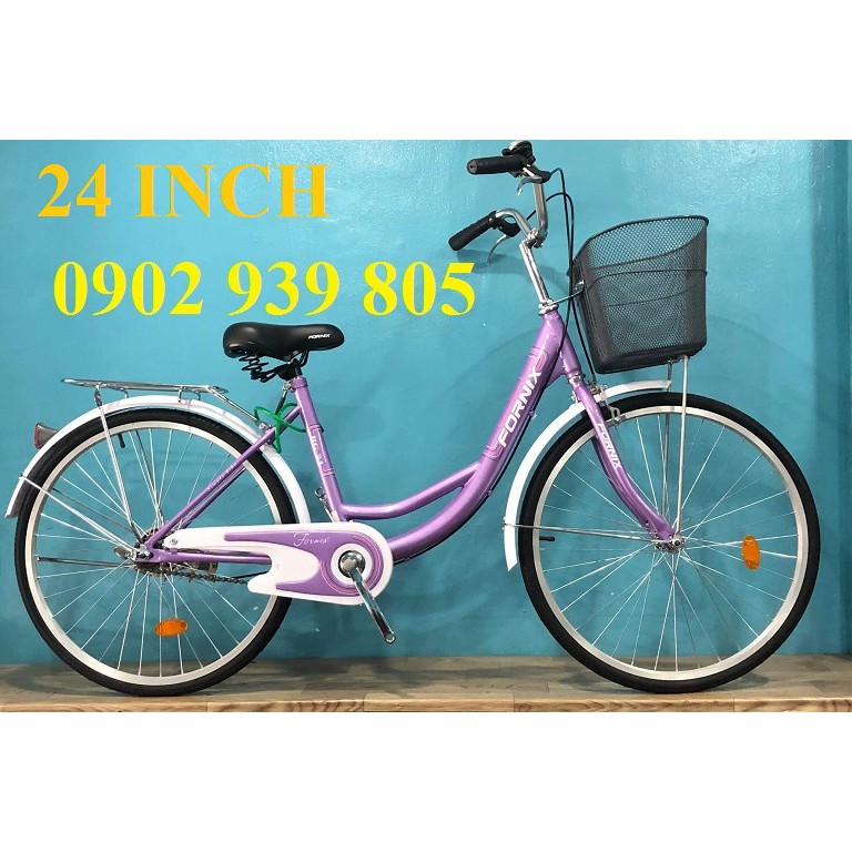 Xe Đạp nữ đường phố 24 Inch Fornix RG24 chất lượng cao từ 1m4 đến 1m65 3 màu tím xanh ngọc và hồng