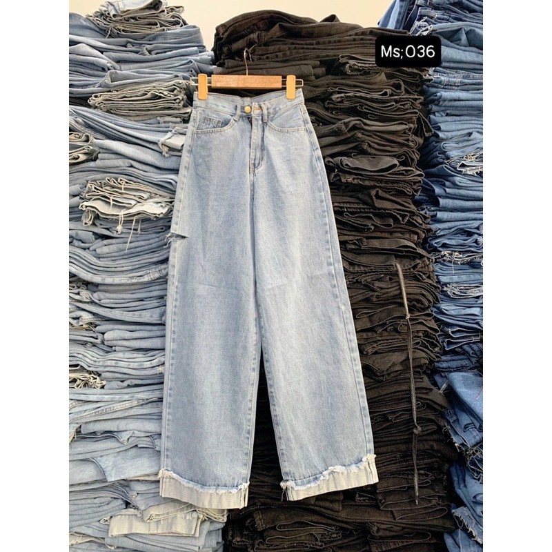 Quần jean gập lai rách sườn 036, kèm ảnh thật | BigBuy360 - bigbuy360.vn