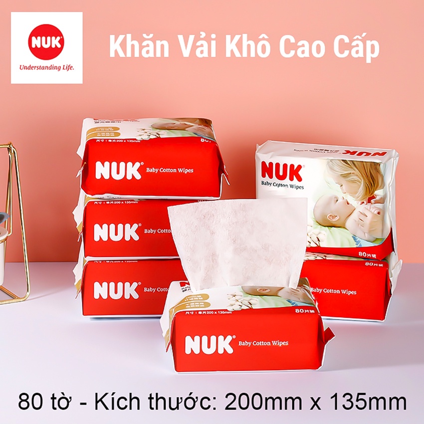 Khăn Vải Khô Đa Năng NUK 80 TỜ an toàn cho bé hàng chính hãng