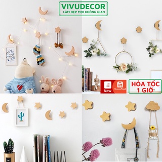 Mua Móc treo tường Vivudecor hình mây trăng sao + kèm miếng dán 3M  Móc treo quần áo vừa trang trí vừa treo đồ rất tiện ích.