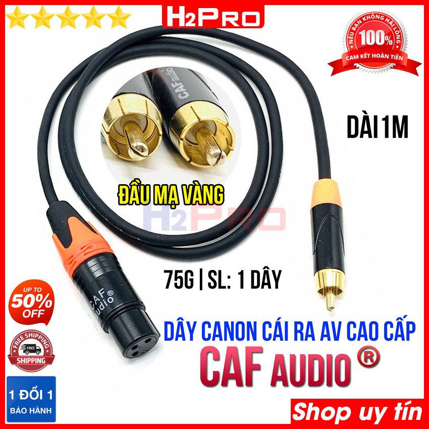 Dây canon cái ra AV Caf AUDIO cao cấp dài 1m H2Pro (1 dây), dây canon cái dài 1m hàng chất lượng cao, cho âm thanh chuẩn