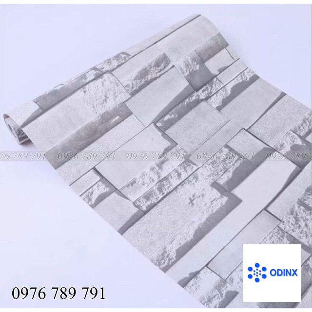 10m Giấy dán tường (decal cuộn) Giả gạch xám có keo sẵn bóc dán đơn giản