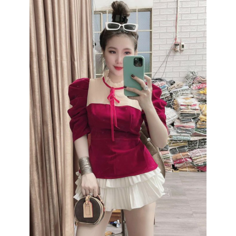 ÁO NHUNG PHỐI VOAN LƯỚI