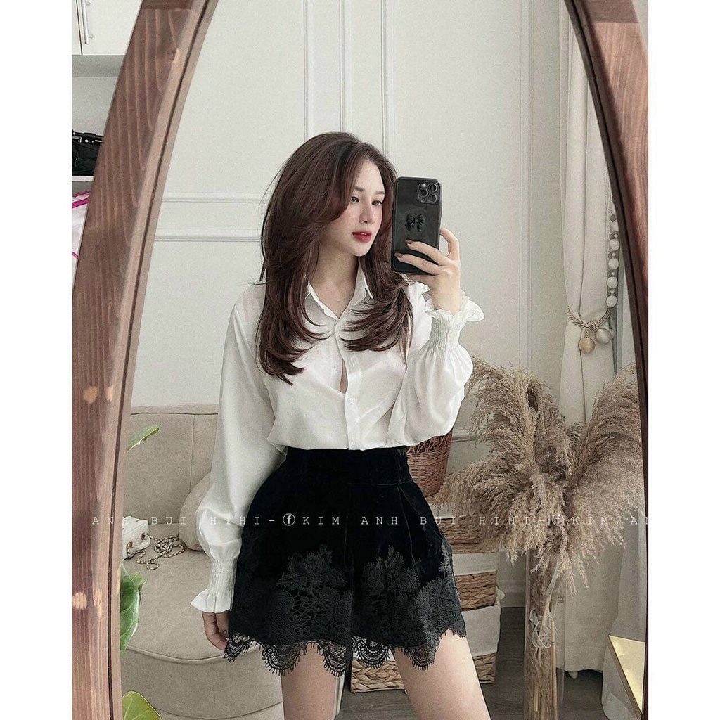 Áo sơ mi nữ trắng đi học tay dài bo nhúm cổ bẻ basic tiểu thư form rộng vừa xinh | BigBuy360 - bigbuy360.vn