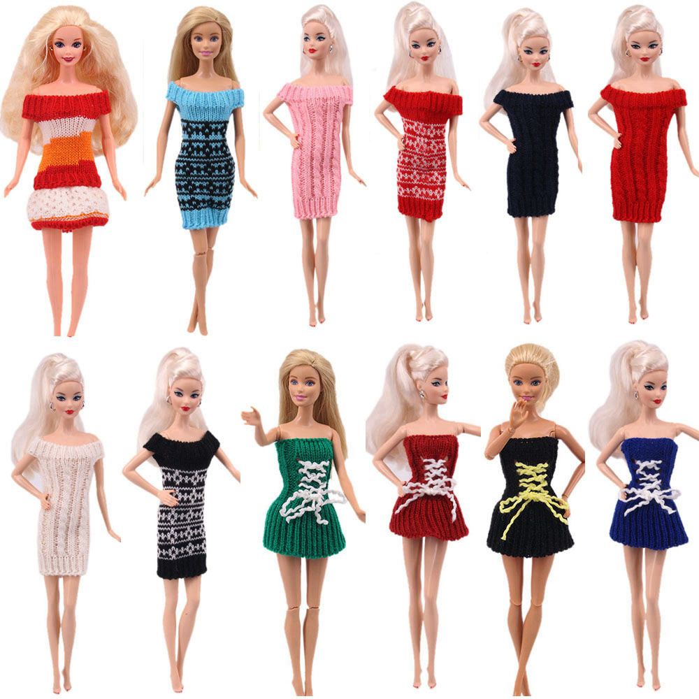 Áo sweater dệt kim mini phối lông nhiều màu sắc thời trang cho búp bê DIY