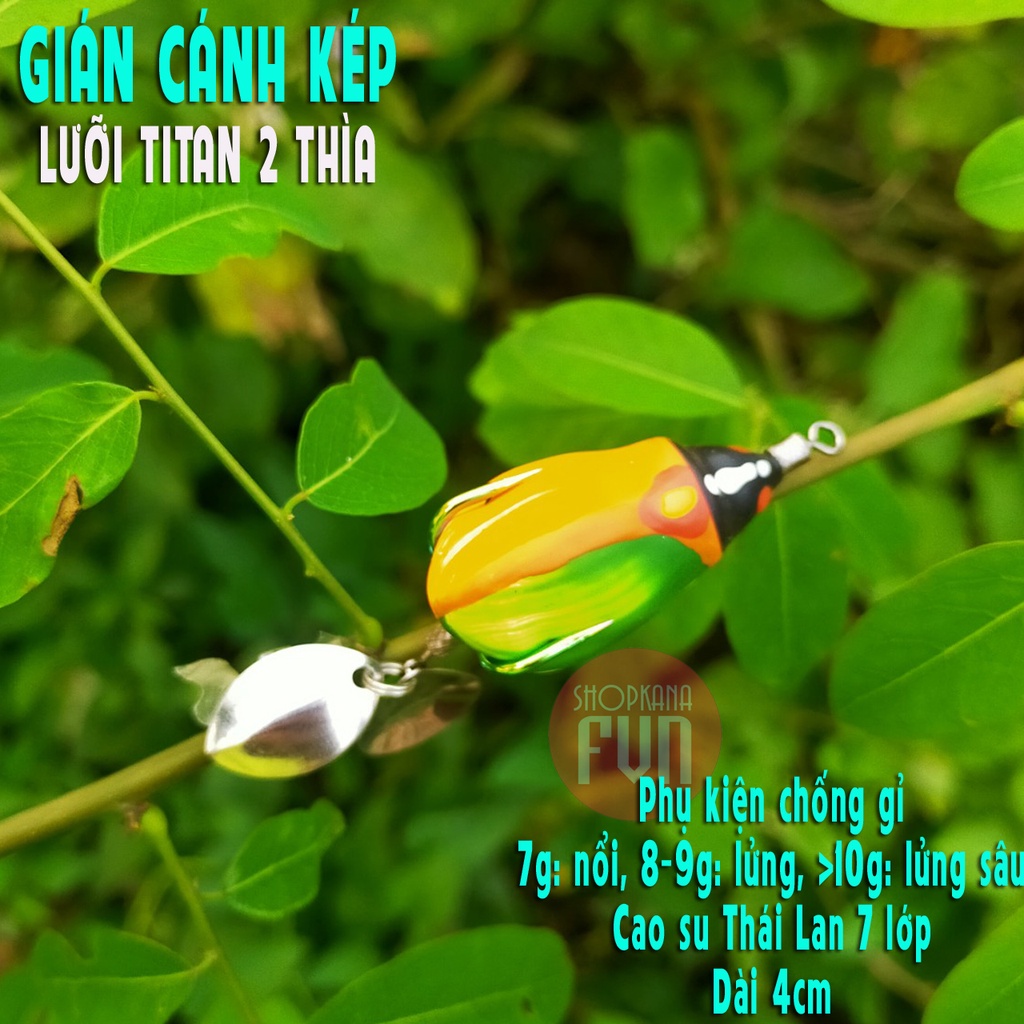 Mồi giả câu lure Gián Cánh Kép, lưỡi Titan 2 thìa độ, Gián Cánh Kép