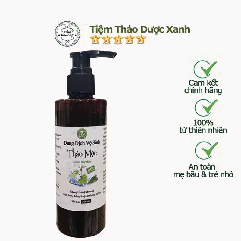 Dung dịch vệ sinh handmade Tiệm Thảo Dược Xanh giúp làm sạch, khử khuẩn, làm hồng vùng kín 200ml