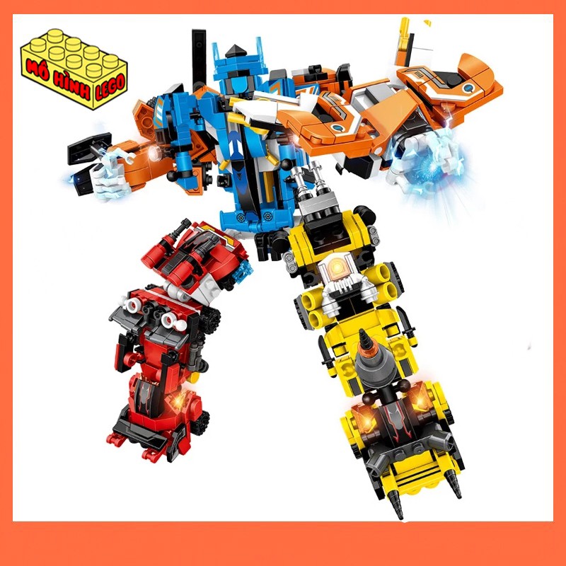 Đồ chơi lắp ráp lego giá rẻ 8 trong 1 Panlos brick 633026 mô hình robot Robot siêu nhân khổng lồ 741 chi tiết
