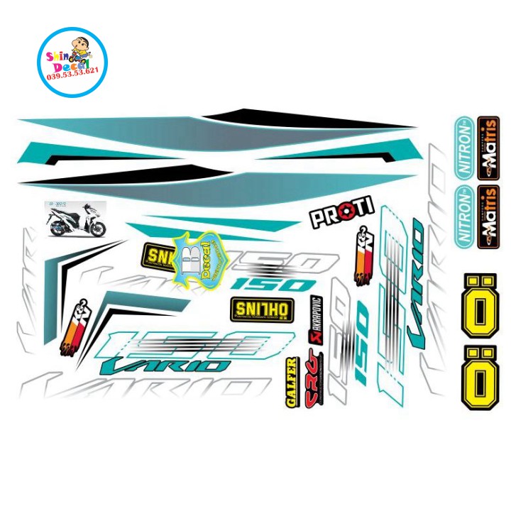 Tem xe vario 150 trắng xanh ngọc 30212