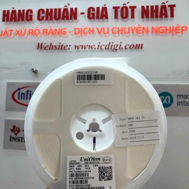 [100pcs] Điện trở 0805 giá trị 3k3 5%