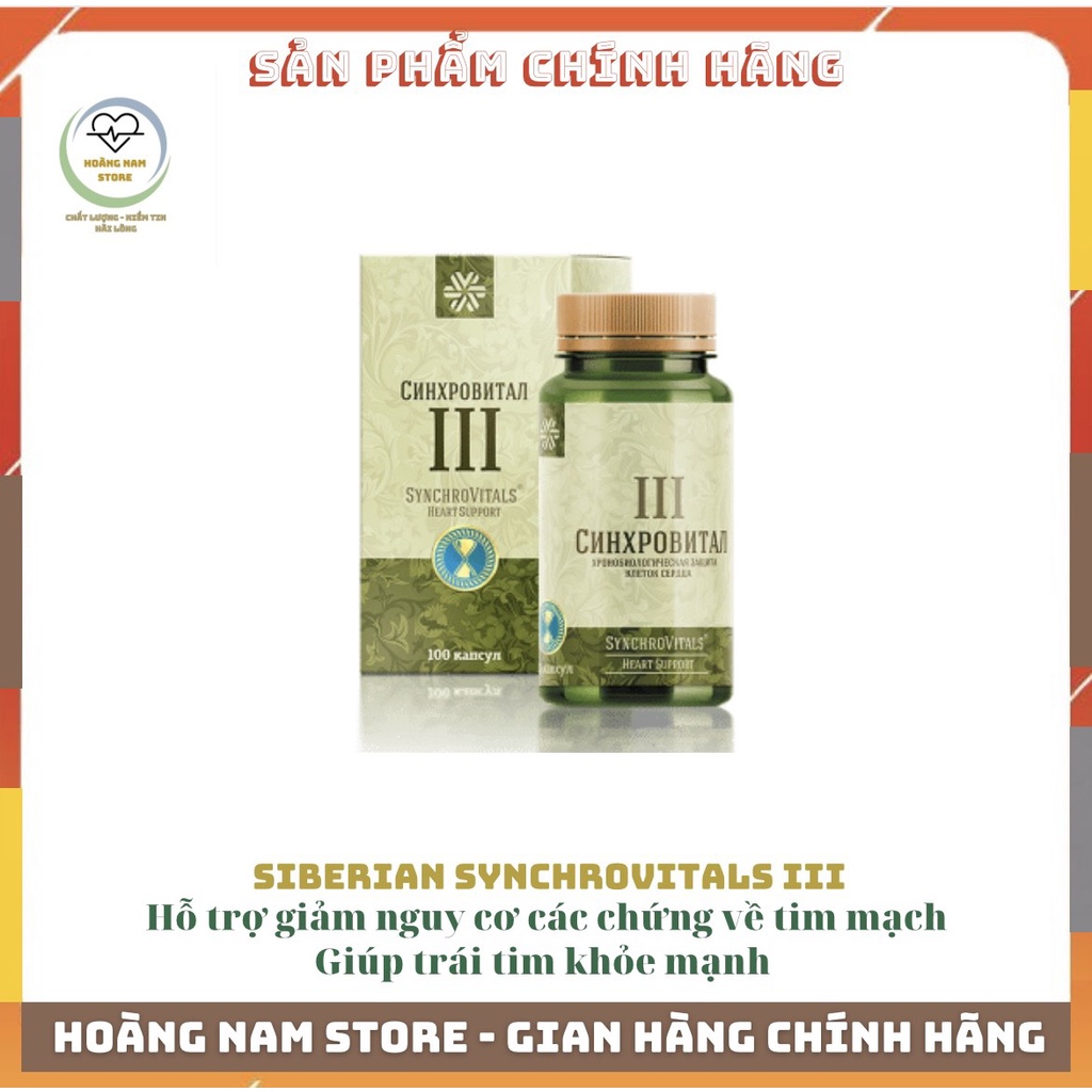 Thực phẩm Siberian Synchrovitals III Health, hỗ trợ giúp trái tim khỏe mạnh, bảo vệ tế bảo tim, hộp 100 viên