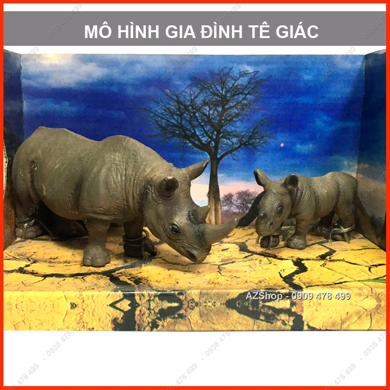 Mô Hình Gia Đình Tê Giác 2 Con - Thế Giới Động Vật  - 7689.9