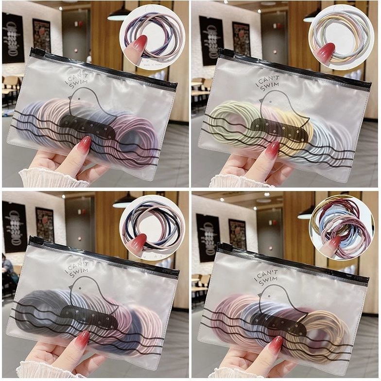 Dây Buộc Tóc Co Dãn Màu Trơn Xinh Xắn Phong Cách Hàn Quốc Cho Nữ