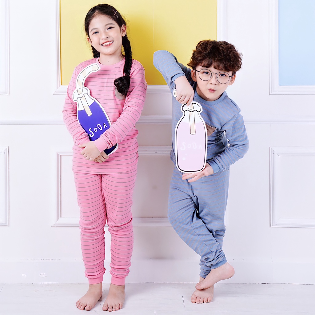 Bộ đồ thun quần áo dài tay cotton mùa thu đông cho bé trai và bé gái Unifriend Hàn Quốc U2021-a