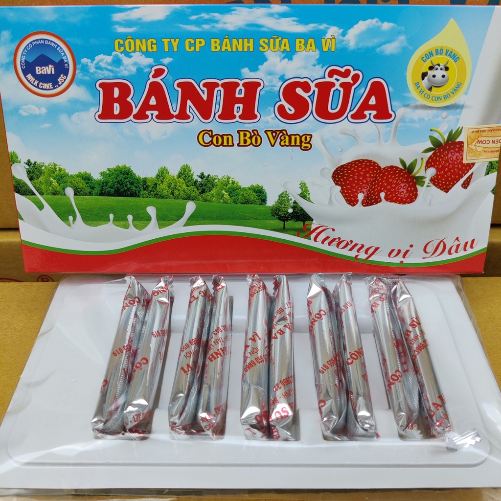 Bánh Sữa Nguyên Chất Con Bò Vàng Ba Vì 180g (Hộp 14 Chiếc)