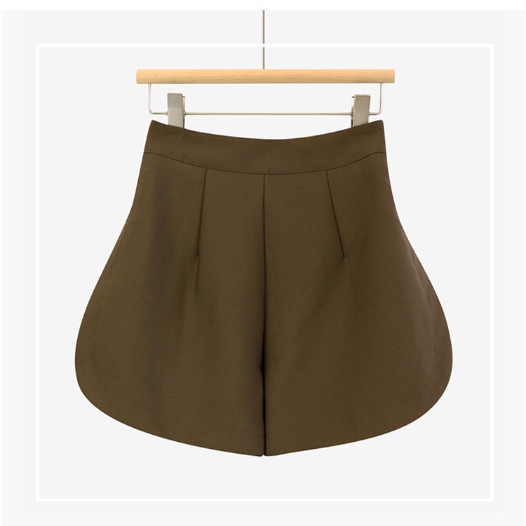 Quần short ống rộng xẻ tà kiểu chữ A lưng cao phong cách thường ngày thiết kế mới thời trang mùa thu retro cho nữ