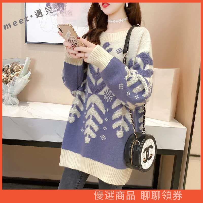 Áo Khoác Sweater Chui Đầu In Hình Hoa Tuyết Lá Kiểu Giáng Sinh Dễ Thương Cho Nữ