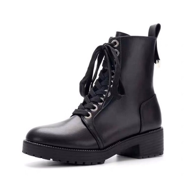 Combat boots buộc dây + khoá kéo ZR