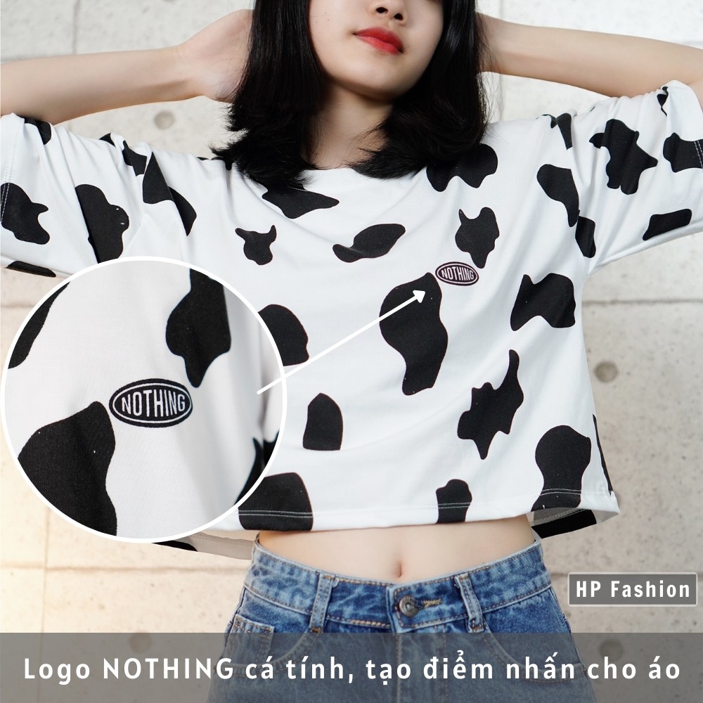 Áo Croptop Bò Sữa dáng rộng phong cách Ulzzang hottrend | BigBuy360 - bigbuy360.vn