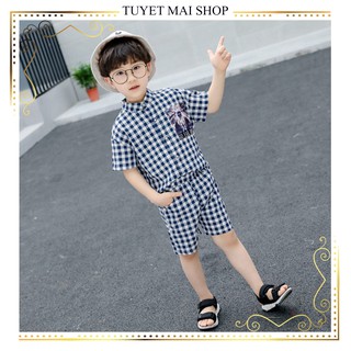 [Xả kho thanh lý] Quần áo trẻ em | Đồ bộ bé trai | Thời trang bé trai mùa hè kẻ caro [3-12 tuổi]