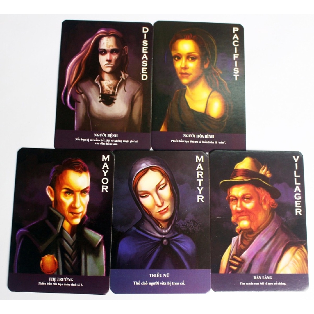 Combo Thẻ Bài Ma Sói Việt Hóa Volves cao cấp + Sleeves Bọc Bài
